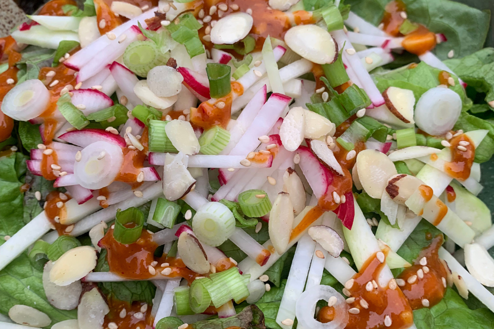 Kohlrabi Salad with Spicy Peanut Dressing