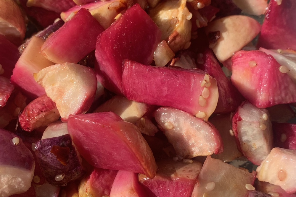 Miso Roasted Turnips and Radishes