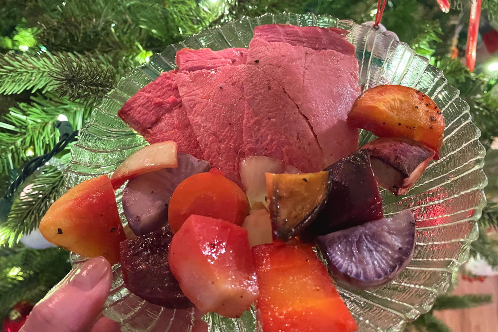 Smoked Ham with Root Veggie Medley